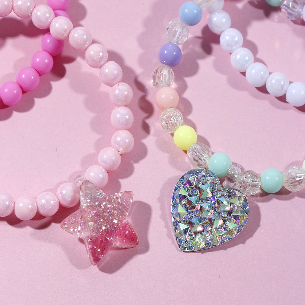 Acrylic Beaded Love Five-Pointed Star Bracelet Set
