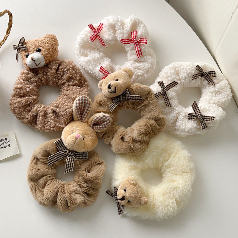 30g Weight Hair Tie Hair Accessories Type 1 Piece Quantity Holiday, Daily Occasion Plush Material Rabbit, Animal, Cartoon, Bear, Knot, Butterfly, Bow Knot Pattern Women's Gender Cute Style Cute Women's Rabbit Animal Cartoon Plush Hair Tie 1