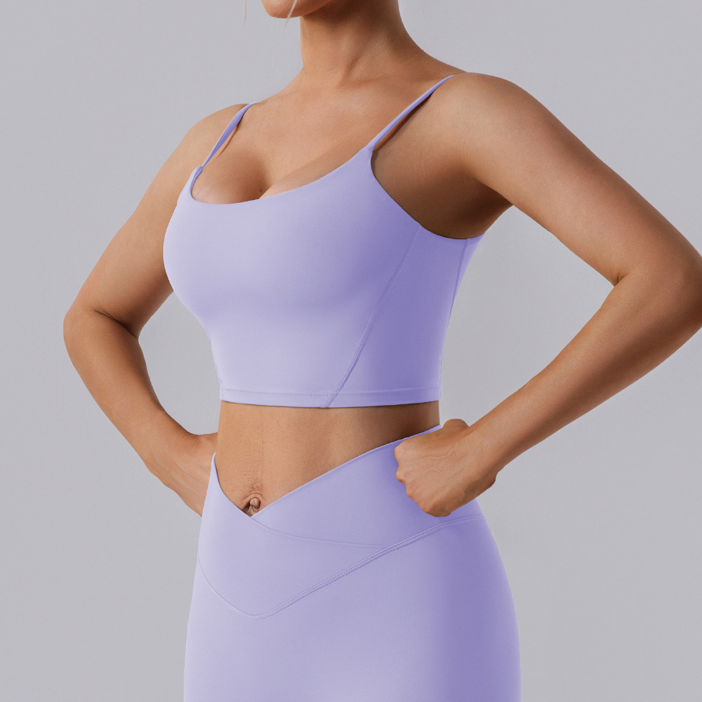 Otoño y invierno desnudos ropa interior deportiva de mujeres de alta calidad correa de hombro delgada yoga cabina de secado rápido sostén de fitness chaleco deportivo