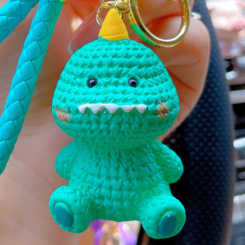 Portachiavi per auto squisito con ciondolo a forma di dinosauro, coppia creativa, piccolo anatra gialla in resina di cartone animato_voghion.com