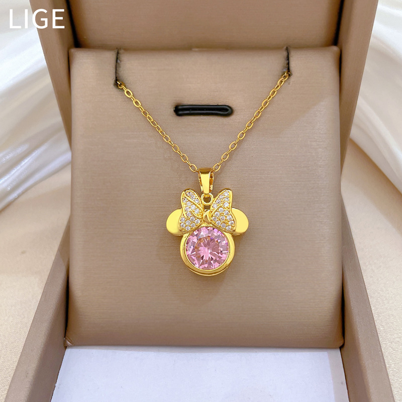 Edle Strass-halskette Für Damen Aus Titanstahl_voghion.com