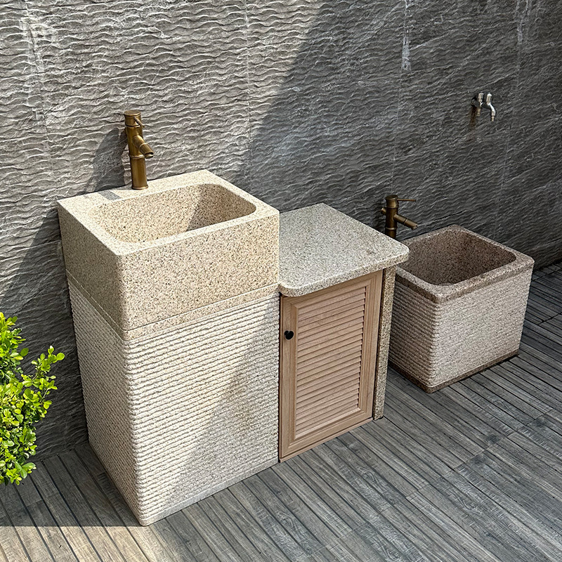 Outdoor Stone Wash Basin Courtyard Marble Sink Basin Cabinet Garden Wash Basin Operating Table Water Bar Vegetable Washing