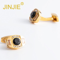 新款方形銅鑲鑽鋯石袖扣 外貿男士襯衫法式時尚金屬袖扣批發