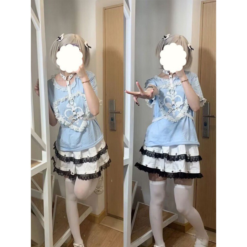 亜文化の上着リベットの半身のスカートのロックのレースのケーキのスカートの原宿y 2k千年のギャルの蓬の半身のスカート|undefined