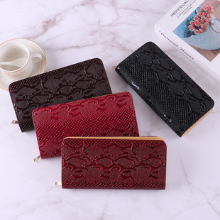 2024 New High-gloss Small Dragon-style Cowhide Women's Wallet Large Capacity Multi-card Holder Wallet Long Clutch