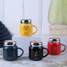 陶瓷杯镜面马克杯带盖陶瓷广告杯大容量水杯店庆活动促销礼品白瓷