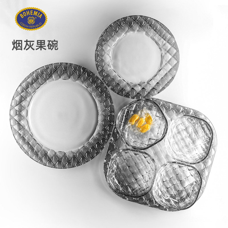 Cuencos de fruta de cristal importados de la República Checa, platos de gran tamaño de fruta seca doméstica, platos de fruta de alto valor facial. image 4