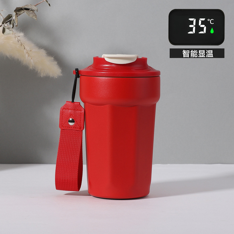 316 ステンレス鋼コーラ八角形コーヒーカップロープポータブル魔法瓶カップギフトカップスマート八角形カップデジタルディスプレイカップ|undefined