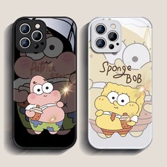 Apple 15 mobile phone case 13pro protective cover iphone12mini color 11max Spongebob glass 14plus