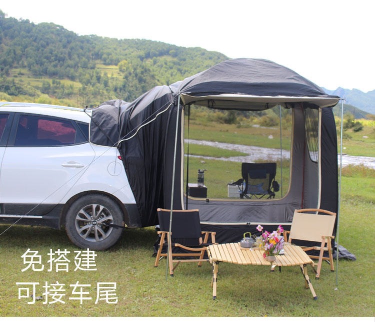 SUV rear automatic quick-open tent, outdoor double-layer canopy, extendable vehicle camping device