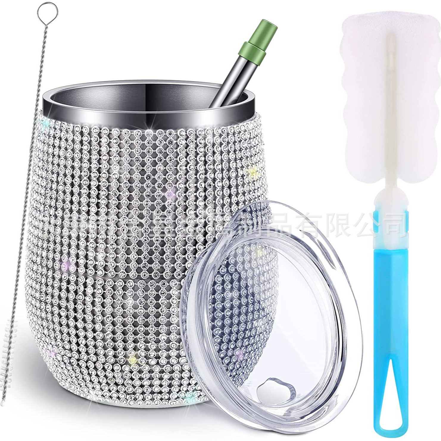 Glight Acero inoxidable diamante brillante taza chica vino café champán huevo taza