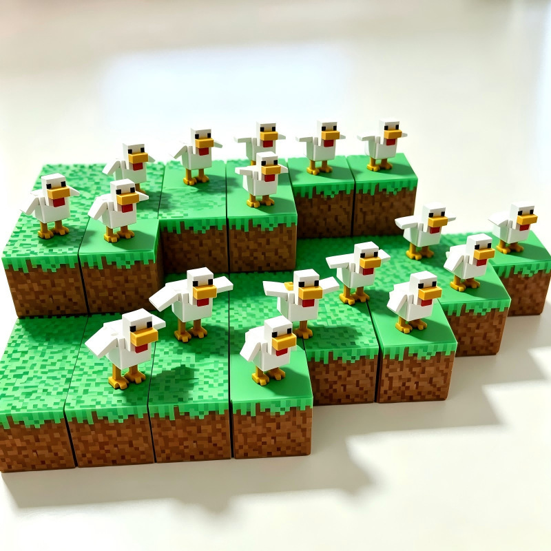 Mc Minecraft Game Merchandise Chicken Assembly Figurine 3D Printed Toy Block Pixel Style Model Mc Minecraft Game Merchandise Chicken Assembly Figurine 3D Printed Toy Block Pixel Style Model