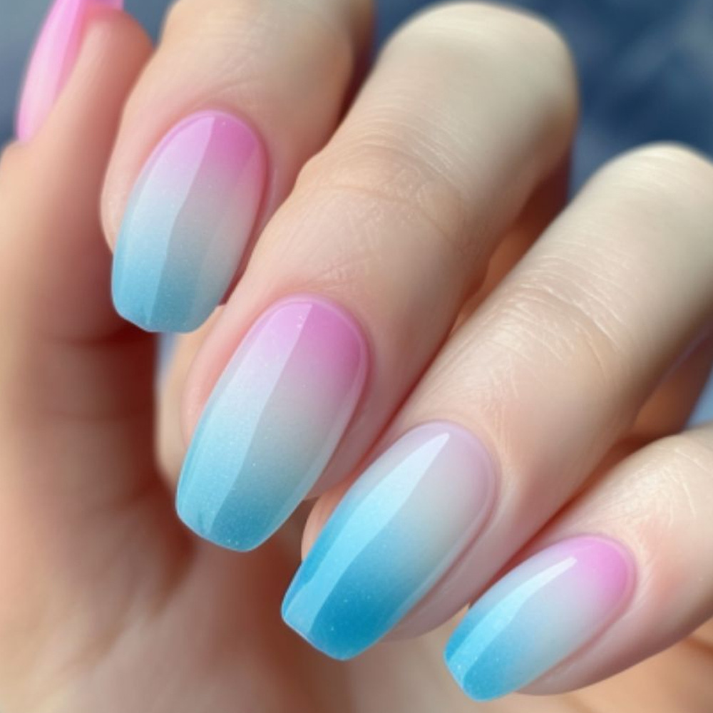 Pegatinas de uñas con degradado rosa-azul estilo chica sexy, parches de uñas dulces y geniales estilo ballet, pegatinas de uñas portátiles superventas transfronterizas.