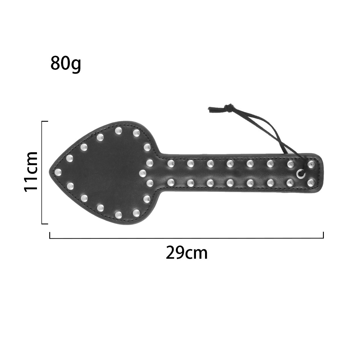 Leather Spanking Paddle with Rivets, Long Handle, Adult Sensory Play Tool — detail image 23