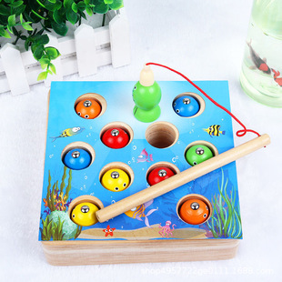 Children's Fishing Toys Magnetic Toddlers 1-2-3 Years Old Kidsren's Insect Catching Game Wooden Montessori Early Education Puzzle