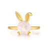 Jewelry, cute rabbit, organic ring with crystal, silver 925 sample, wholesale