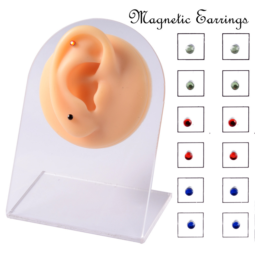 Pendientes de nariz sin perforación pendientes femeninos no perforados Imán magnético incrustado en diamante perno prisionero de labio pequeño perno prisionero de oreja de tamaño pequeño perno de hueso de oreja clip de oreja