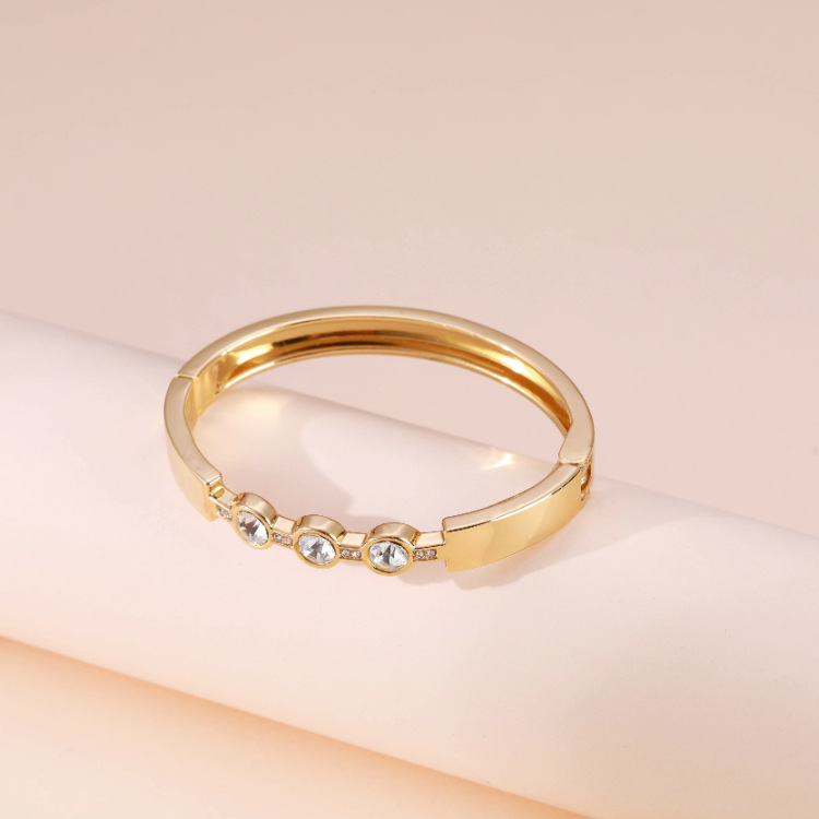 fashion golden bracelet summer new simple diamond open glossy bracelet