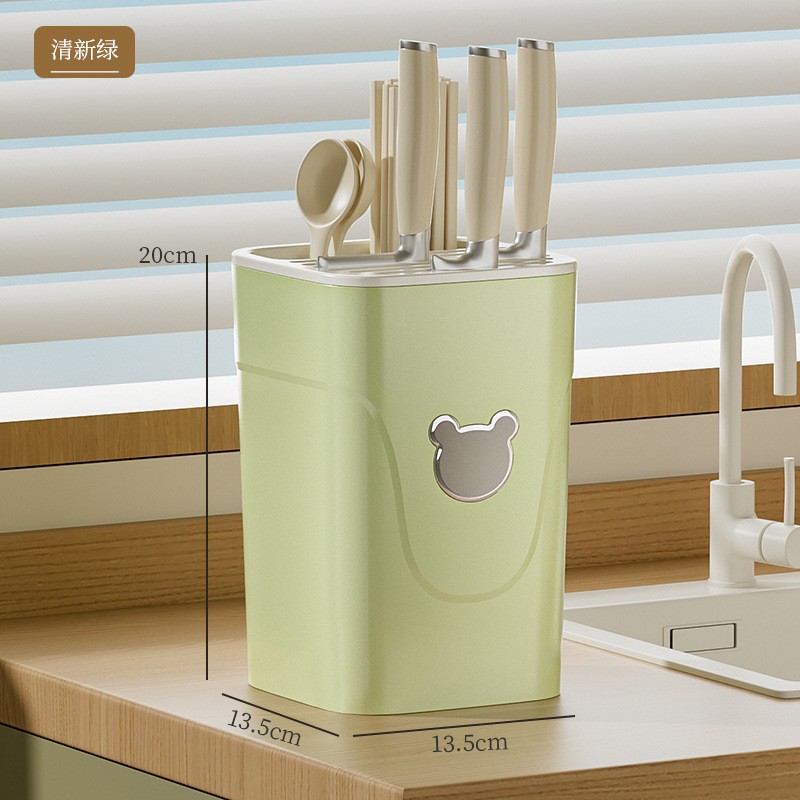 La encimera del cuchillo giratorio multifuncional se divide en celdas para drenar el estante de la cocina doméstica, los utensilios de cocina contienen cajas, palillos y cuchillos.