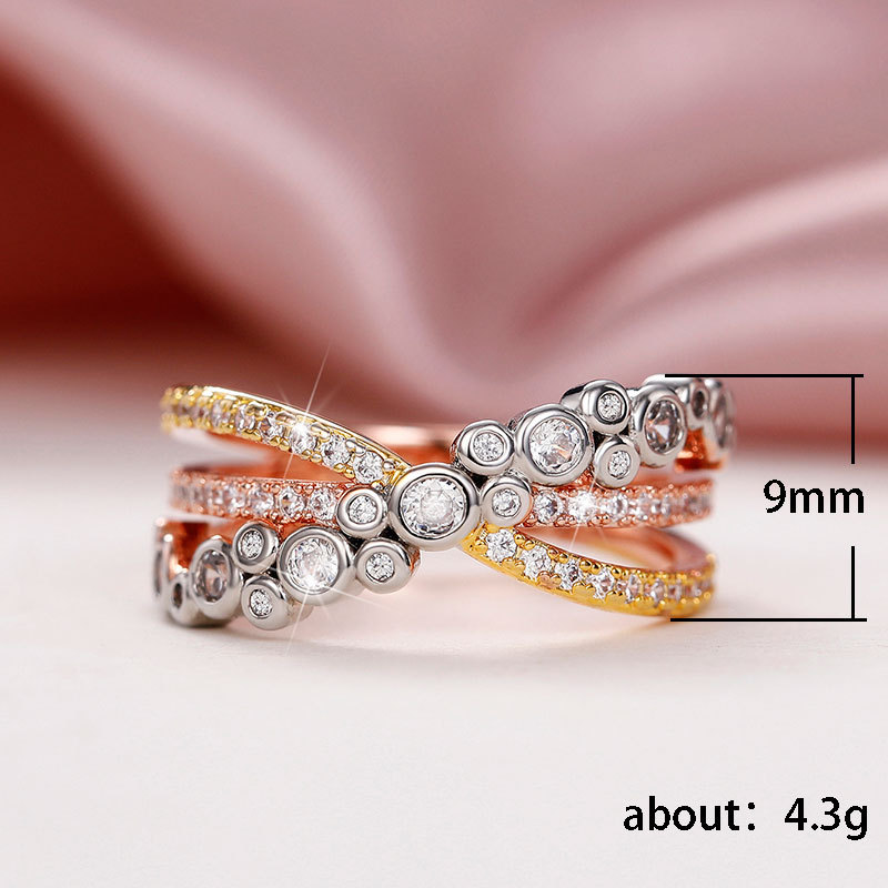 Shiny Round Color Block Copper Inlay Zircon Rings 1 Piece display picture 1