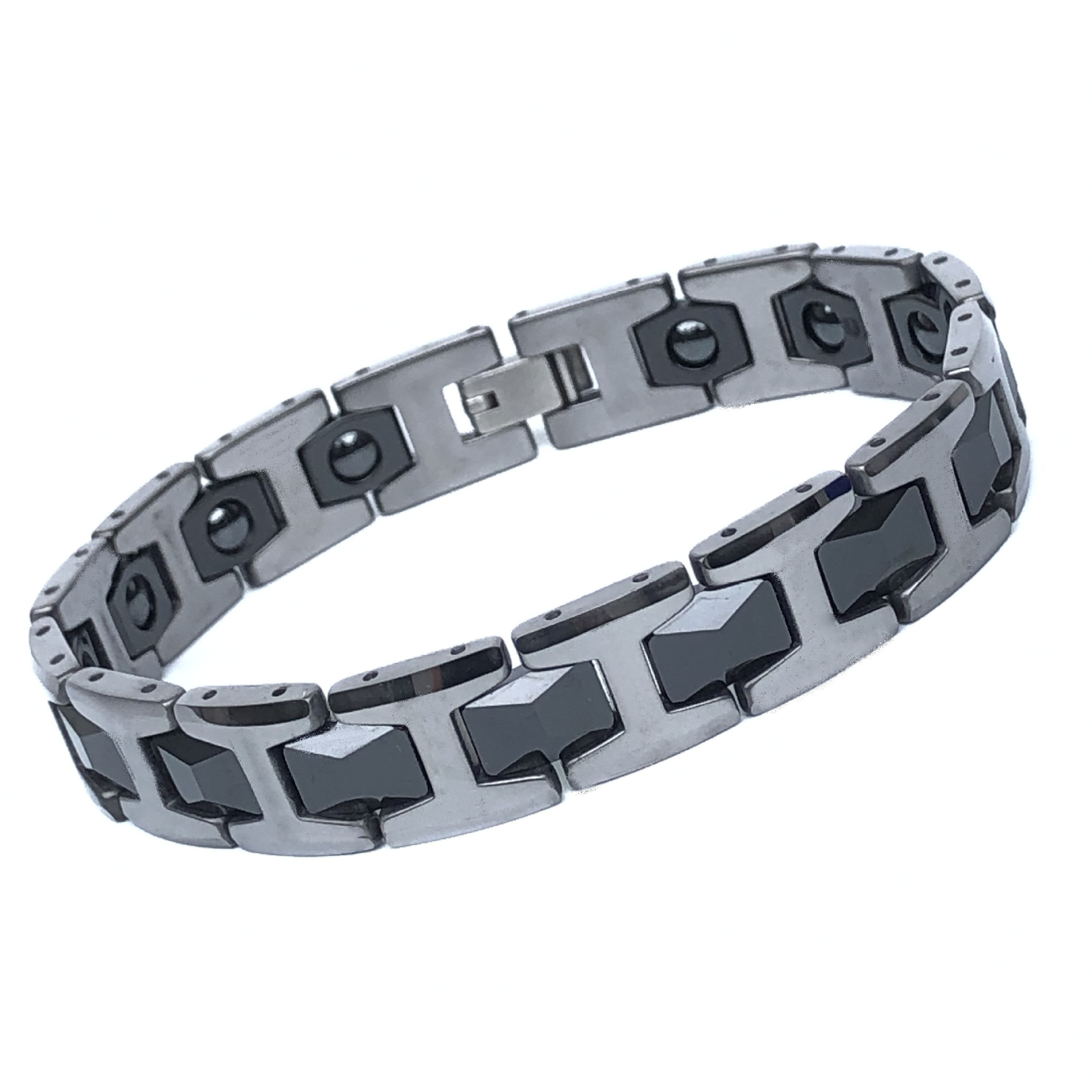 Europa y América nueva pulsera de tungsteno acero combinado con cerámica de diamante pulsera magnética para hombres personalidad simple joyería personalizada