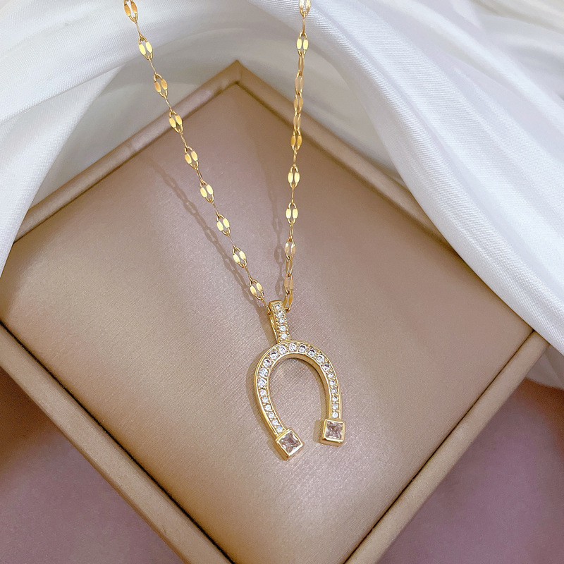 Collar de oro real para mujer, elegante cadena para mujer_voghion.com