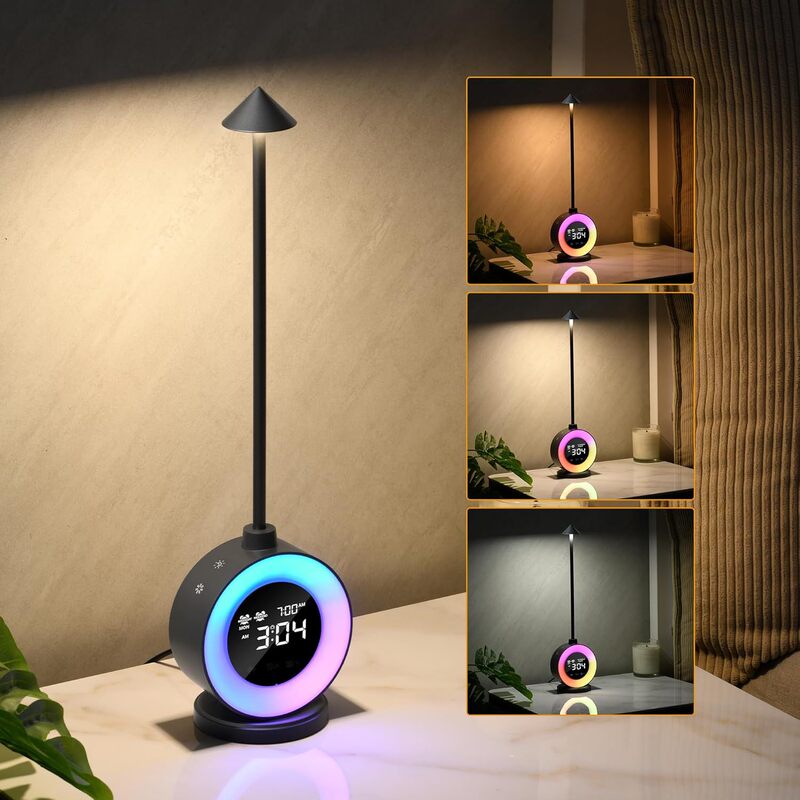 New table lamp climbing table wake-up clock alarm clock atmosphere lamp wake-up lamp sunrise night light white noise bedside lamp