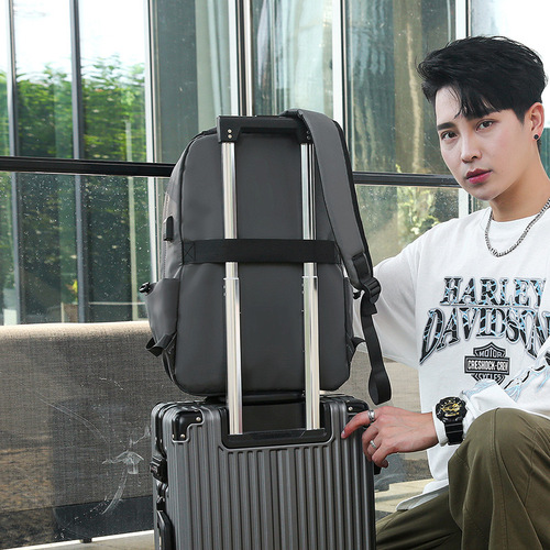 Double-shoulder bag for men, business backpack with logo, outdoor Oxford cloth laptop bag, casual student travel bag and school bag