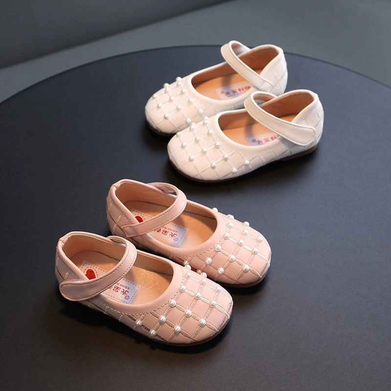 Детская обувь принцессы Кожаная обувь с милым жемчугом Детская обувь для малышей на мягкой подошве Обувь для девочек Детская обувь