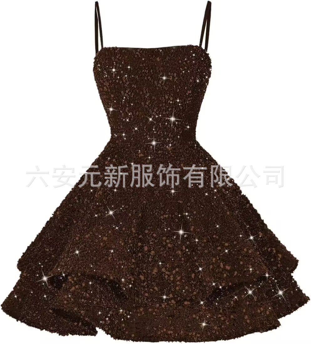 Comercio exterior de Europa y América Amazon nuevo cinturón de sequillas sexy cuello en V corto vestido de baile de fiesta