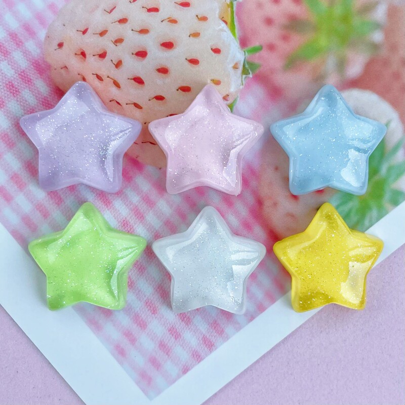 氷透五芒星キャンディー色樹脂星部品diy手作りクリームゴムアクセサリーヘアピン材料|undefined