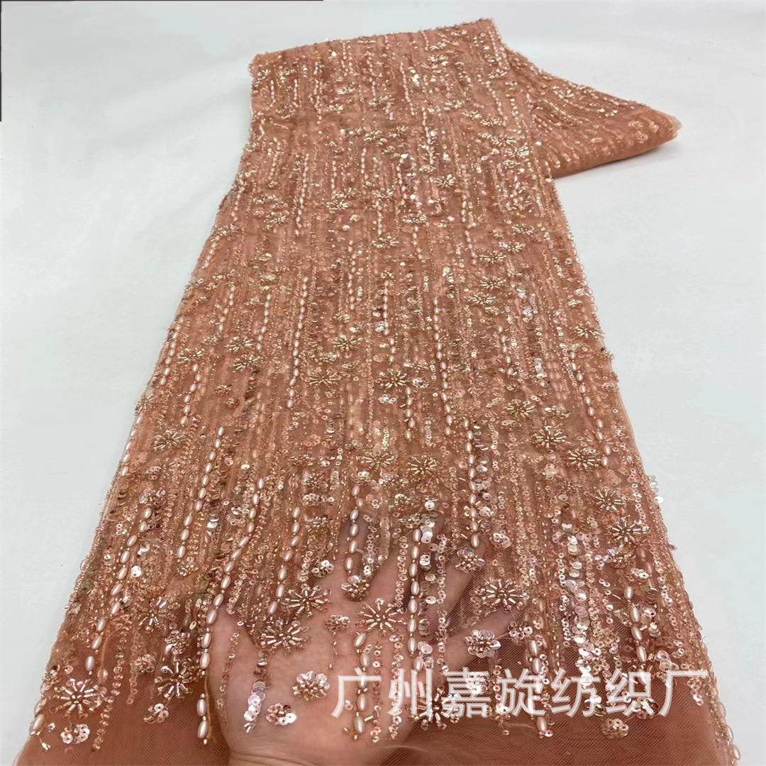Nuevo arroz rayas cuentas tubo vestido de novia tela moda etapa desgaste vestido malla encaje JX4084