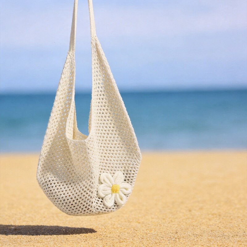 Knitted Bag Women's 2026 New Summer Seaside Vacation Shoulder Bag Large Capacity Tote Bag Commuter Handbag
