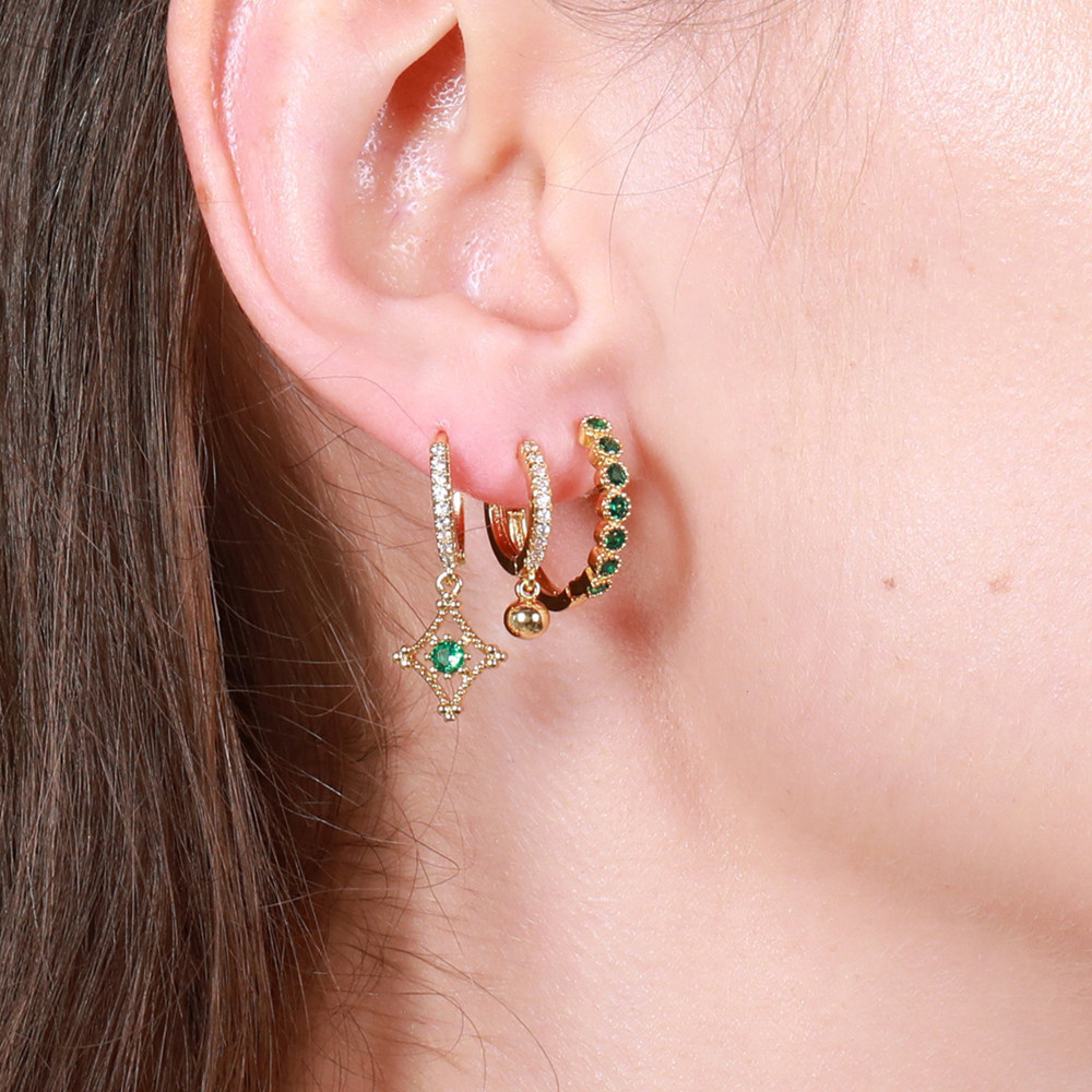 6g Weight Zircon Inlay Material Earrings Classification Housewarming, Anniversary, Business, Wedding, Travel, Birthday, Festival Occasion Brass Material Geometric Pattern Women'S Gender Geometric Brass Zircon Earrings For Women'S 2