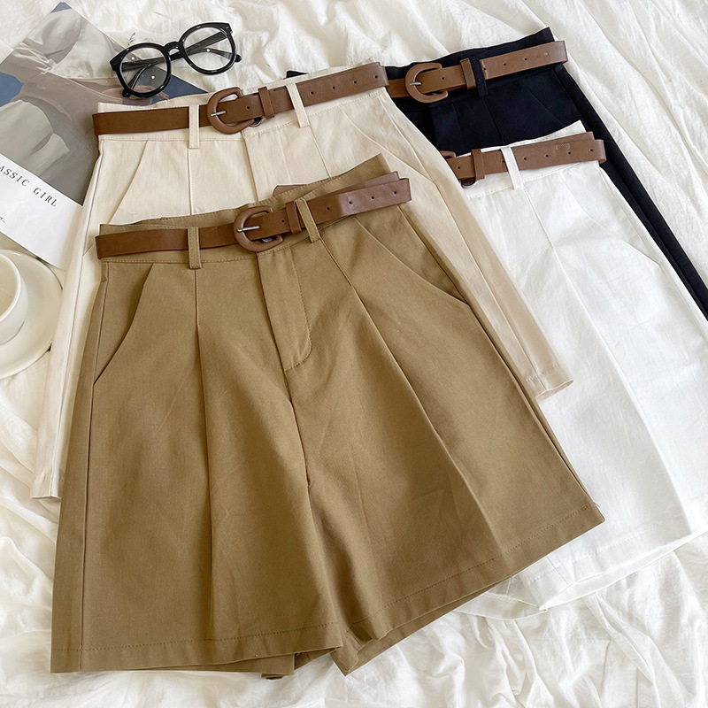 2024 New Summer High Waist Suit Shorts Trendy Ins Loose Casual Straight Wide Leg Five-point Overalls for Children