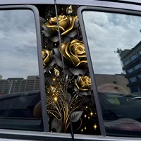 Трансграничная внешнеторговая автомобильная средняя колонна стикер из черного золота розы стикер окна анти-царапины индивидуальная креативная декоративная наклейка на колонку