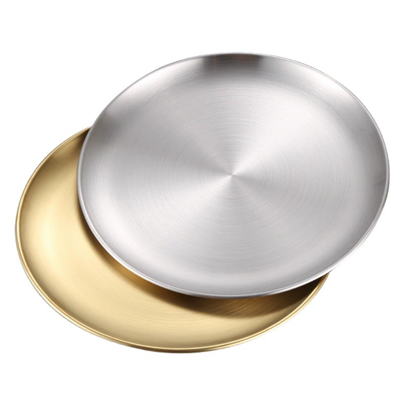 304 корейский диск из нержавеющей стали Золотая тарелка для барбекю тарелка мелкий поднос костяная тарелка Западная тарелка Коммерческая оптовая продажа