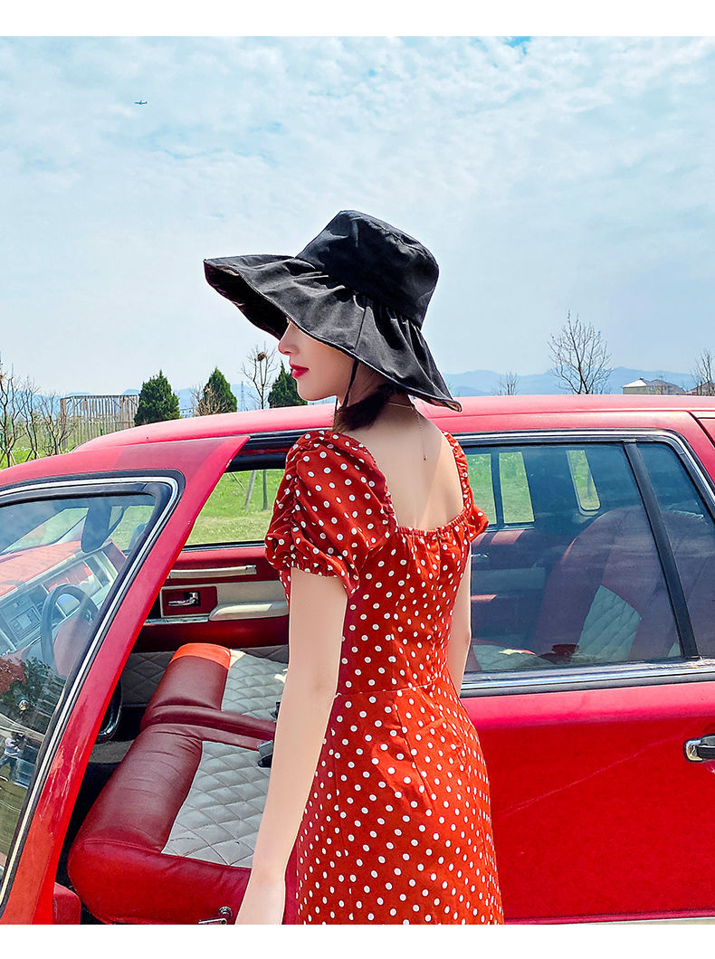 Summer UV resistant women s black rubber new versatile sunscreen western style face covering fisherman travel sun_voghion.com