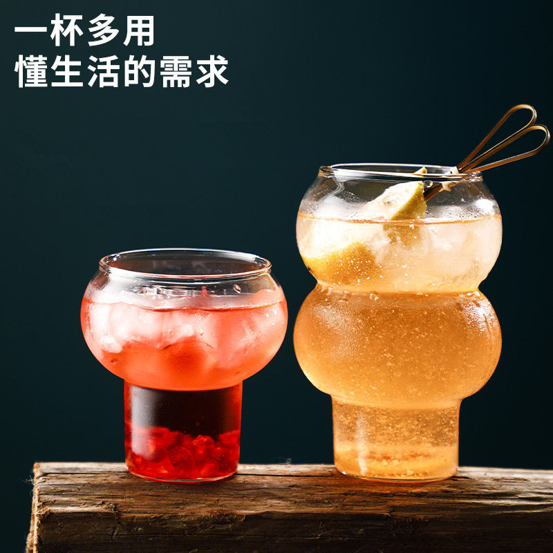 Forma de calabaza transparente taza de cóctel creativo vidrio borosilicato bebida jugo taza hogar verano bebida fría taza