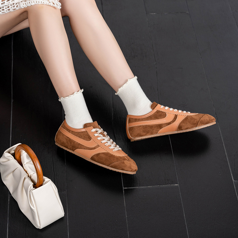 in stock savi Same Style 2025 Spring New Square Head Niche White Shoes De Training Shoes Leather Flat Casual Women's Shoes for Women