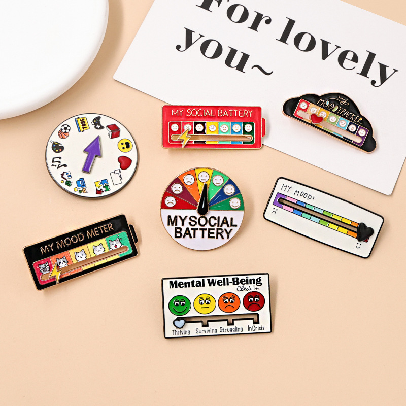 Fashionable Battery Emoticon Badge with Sliding Emotion Social Management Energy Brooch Mood Metal Converter Badge Fashionable Battery Emoticon Badge with Sliding Emotion Social Management Energy Brooch Mood Metal Converter Badge