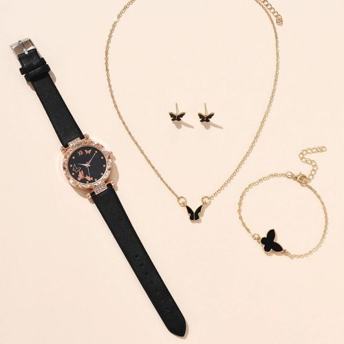 5pcs/setins style niche fashion butterfly ladies belt watch set