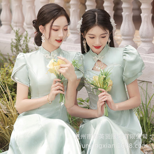 Платье подружки невесты, ципао, китайский стиль, подходит для подростков, по фигуре, для подружки невесты