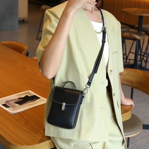 Genuine leather women's bag 2024 new mini bag women's summer high-end fashion versatile crossbody cowhide mobile phone small bag