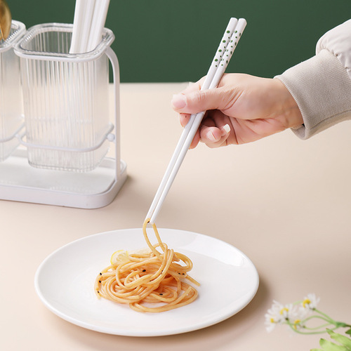[Green Branches and Green Leaves] Ceramic Chopsticks Hepburn Style Green, high temperature resistant, easy to clean, not easy to breed bacteria, 5 pairs