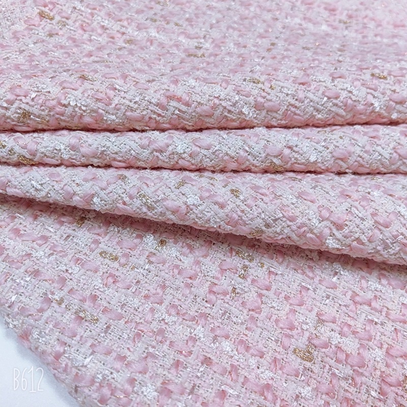 水色の金糸編みの小香風生地の服のコートの馬甲のワンピースの粗紡の花の生地の卸売り|undefined