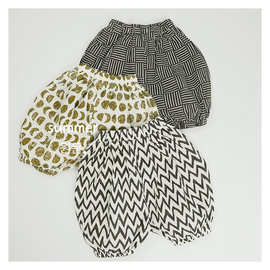 儿童短裤日韩系男女童轻薄印花南瓜裤复古纯棉宝宝灯笼裤夏装新款