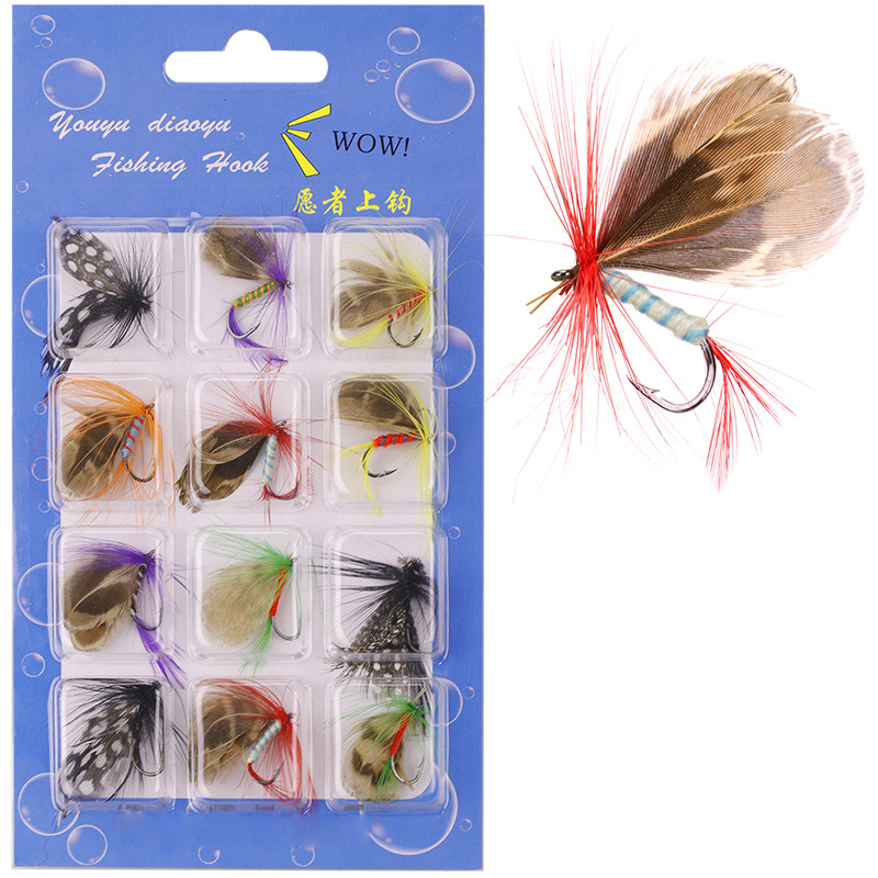 Weihe Fly Hook Set Fly Fishing Bait Horse Mouth Bionic Stream Fish Hook Bait Fishing Gear Export