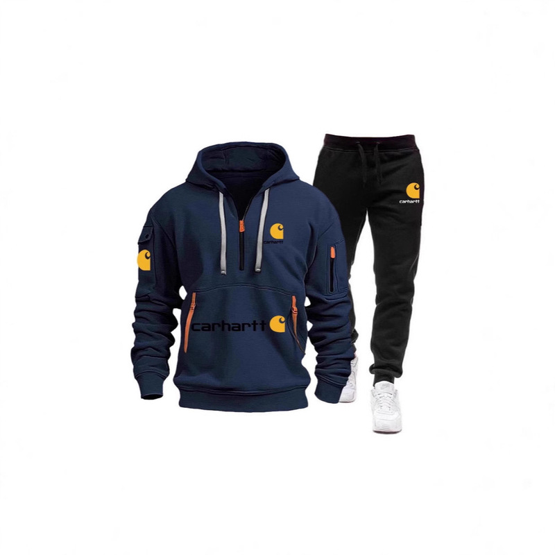 Cross-Border Trendy Men's Sports Suit Autumn and Winter Carhartt Mango Long-Sleeved Zipper Fleece Sweatshirt Two-Piece Set
