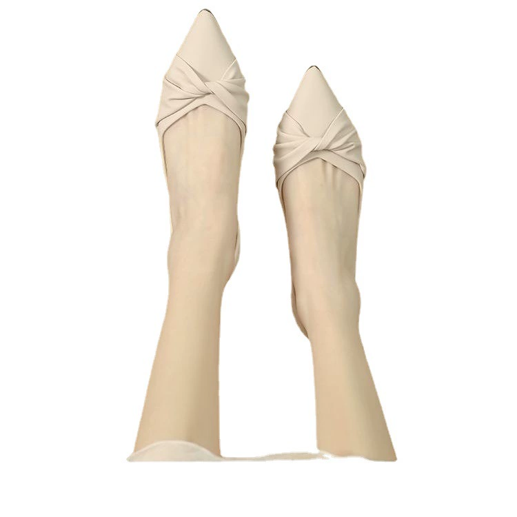Evening breeze, gentle flat shoes French soft bottom soft leather single shoe women's summer pointed women's bean bean shoes new match